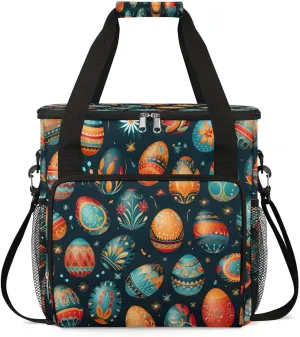 Coffee Maker Carring Bag Colored Easter Eggs Travel Carrying Storage Tote Bag Compatible with Keurig K-Mini or K-Mini Plus Portable Single Serve Coffee Brewer Case with Pockets for K-cup Pods