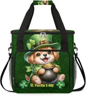 Coffee Maker Carring Bag Dog St. Patrick's Day Travel Carrying Storage Tote Bag Compatible with Keurig K-Mini or K-Mini Plus Portable Single Serve Coffee Brewer Case with Pockets for K-cup Pods