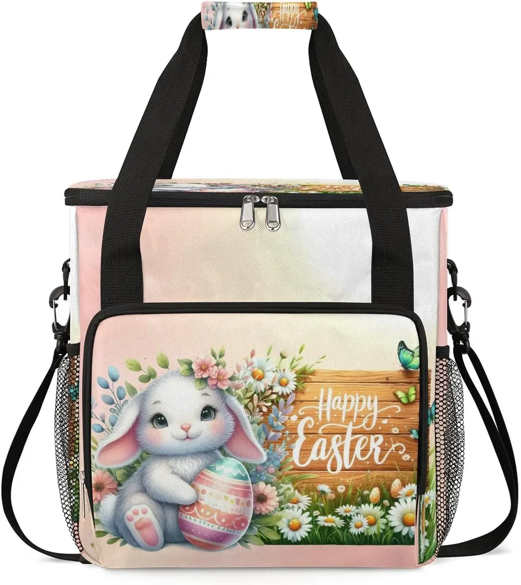 Coffee Maker Carring Bag Easter Bunny Holiday Travel Carrying Storage Tote Bag Compatible with Keurig K-Mini or K-Mini Plus Portable Single Serve Coffee Brewer Case with Pockets for K-cup Pods