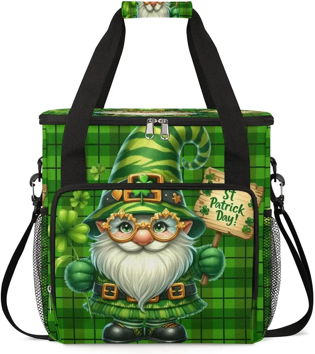 Coffee Maker Carring Bag Festive St. Patrick's Day Gnome Travel Carrying Storage Tote Bag Compatible with Keurig K-Mini or K-Mini Plus Portable Single Serve Coffee Brewer Case with Pockets for K-cup
