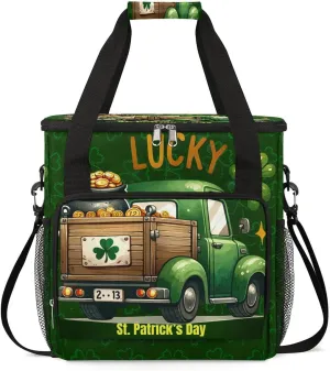 Coffee Maker Carring Bag Green Truck St. Patrick's Day Travel Carrying Storage Tote Bag Compatible with Keurig K-Mini or K-Mini Plus Portable Single Serve Coffee Brewer Case with Pockets for K-cup Pod