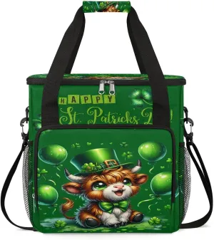 Coffee Maker Carring Bag Highland Cow Cute St. Patrick's Day Travel Carrying Storage Tote Bag Compatible with Keurig K-Mini or K-Mini Plus Portable Single Serve Coffee Brewer Case with Pockets
