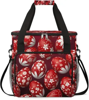 Coffee Maker Carring Bag Red Holiday Eggs Travel Carrying Storage Tote Bag Compatible with Keurig K-Mini or K-Mini Plus Portable Single Serve Coffee Brewer Case with Pockets for K-cup Pods