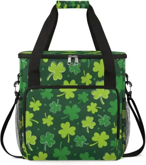 Coffee Maker Carring Bag Three-leaf Clover St. Patrick's Day Travel Carrying Storage Tote Bag Compatible with Keurig K-Mini or K-Mini Plus Portable Single Serve Coffee Brewer Case with Pockets