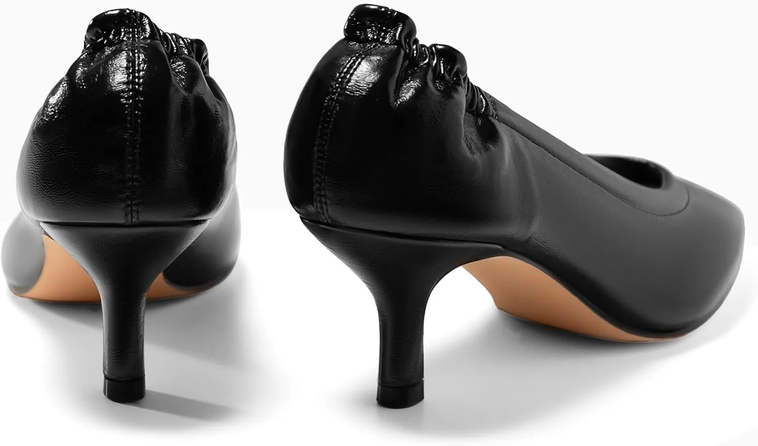 Coutgo Womens Dress Shoes Low Kitten Heels Square Pointed Toe Slip On Crinkled Work Pump Shoes