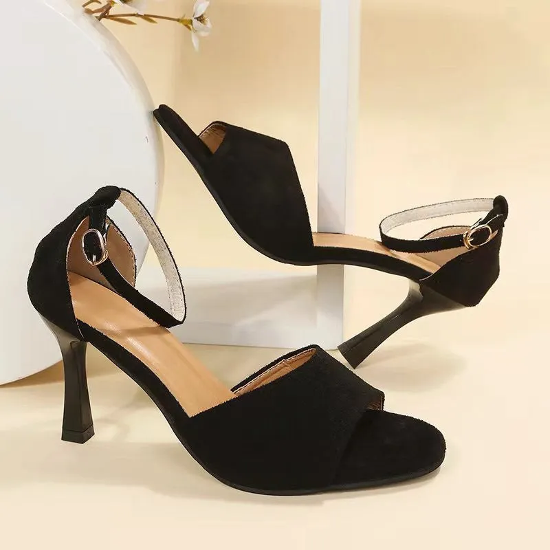 Creamtopmall Suede Strappy Roman Pumps