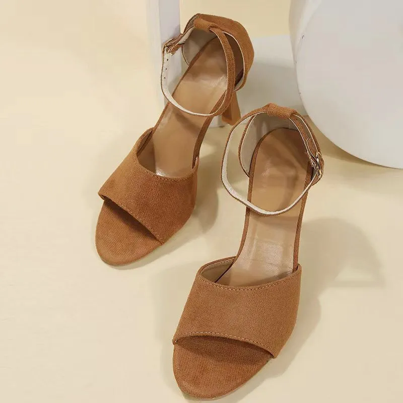 Creamtopmall Suede Strappy Roman Pumps