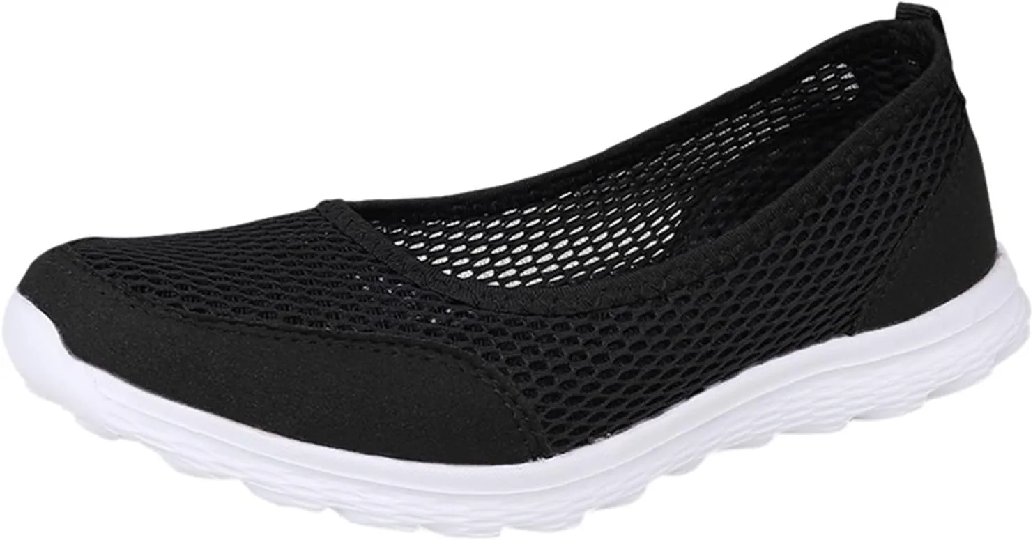 CsgrFagr Women Breathable Lace Up Shoes Flats Casual Shoes Unisex Lightweight Work Shoes Sporty Breathable Slip Work Trainers Hospitality Shoes Women (Black, 8)