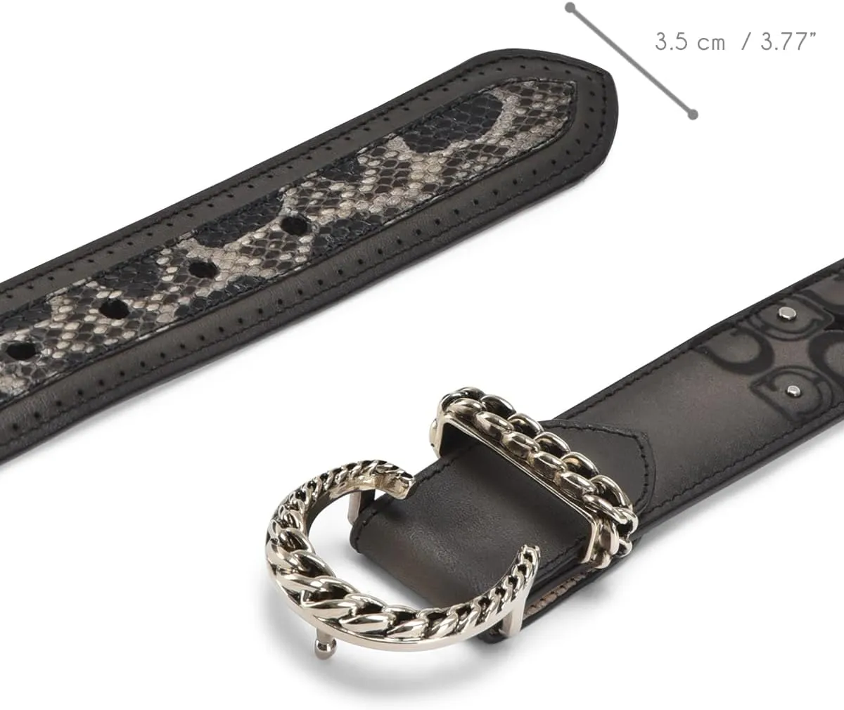 Cuadra Engraved Oxford Exotic Leather Belt For Women With Monogram Buckle CDA30PH Black