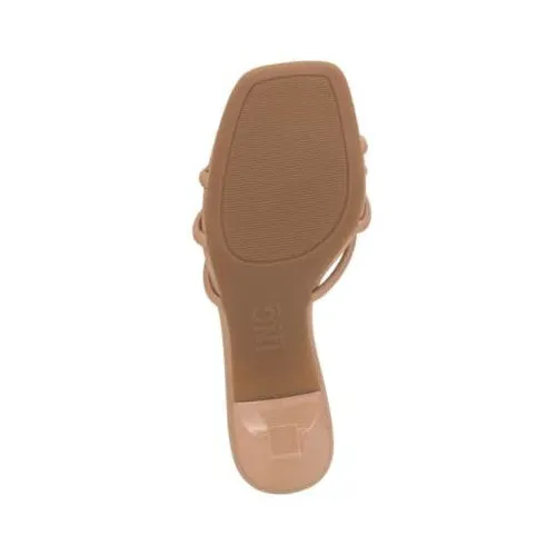 Cufflinks Inc. Womens Emonna Faux Leather Slip On Slide Sandals, Beige, 10 Medium