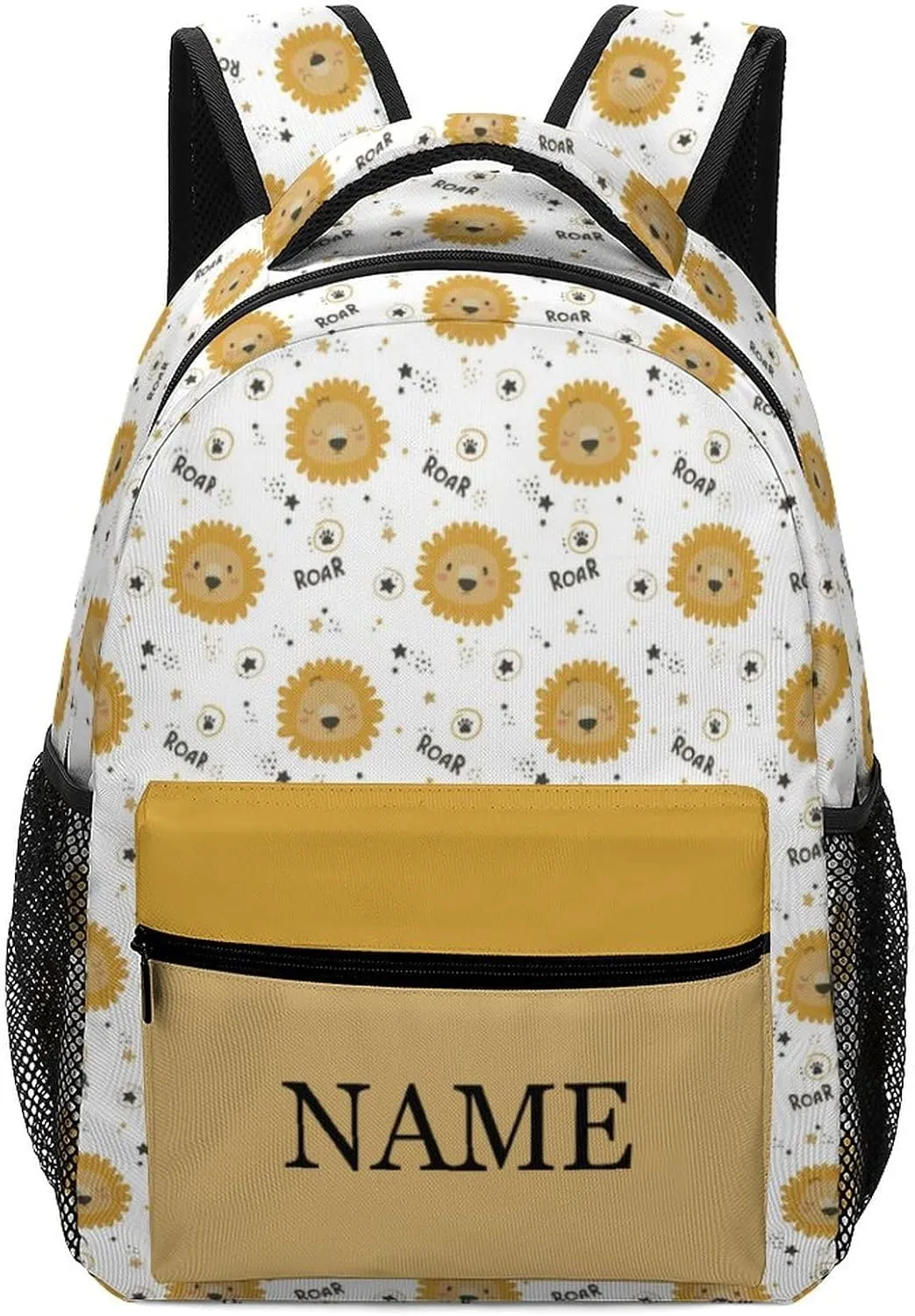 Custom Cute Lion Backpack Personalized Name Text Backpack Daypacks Customized BookBags School Bag for Student Boys Girls