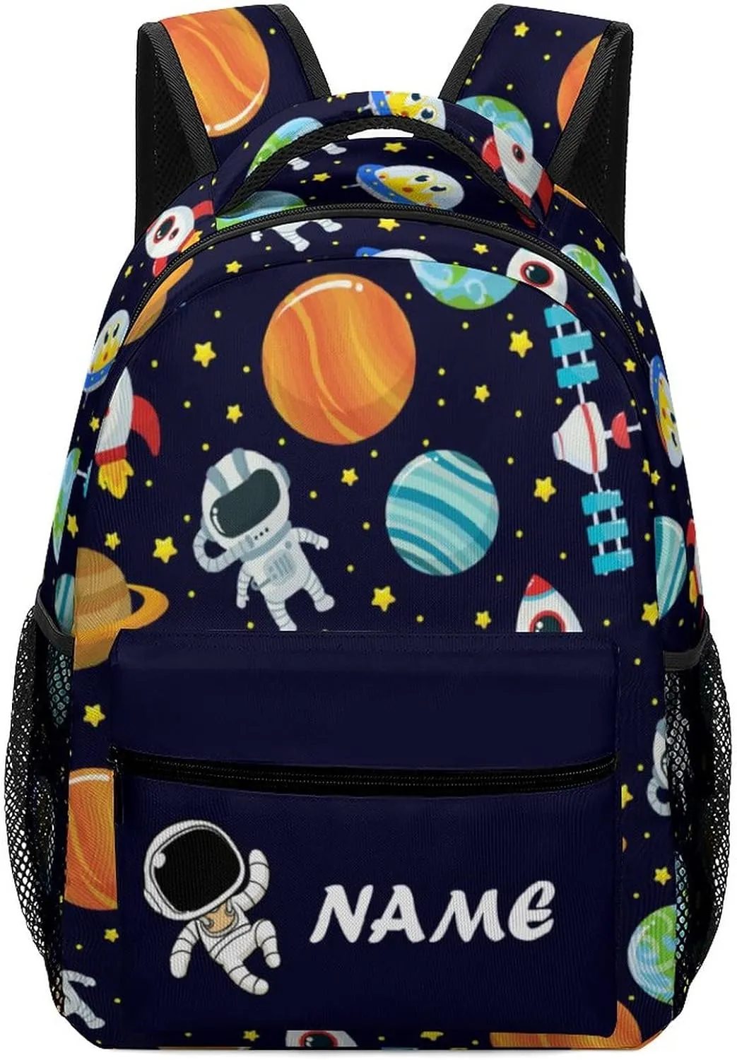 Custom Cute Planet Astronaut Backpack Personalized Name Text Backpack Daypacks Customized BookBags School Bag for Student Boys Girls