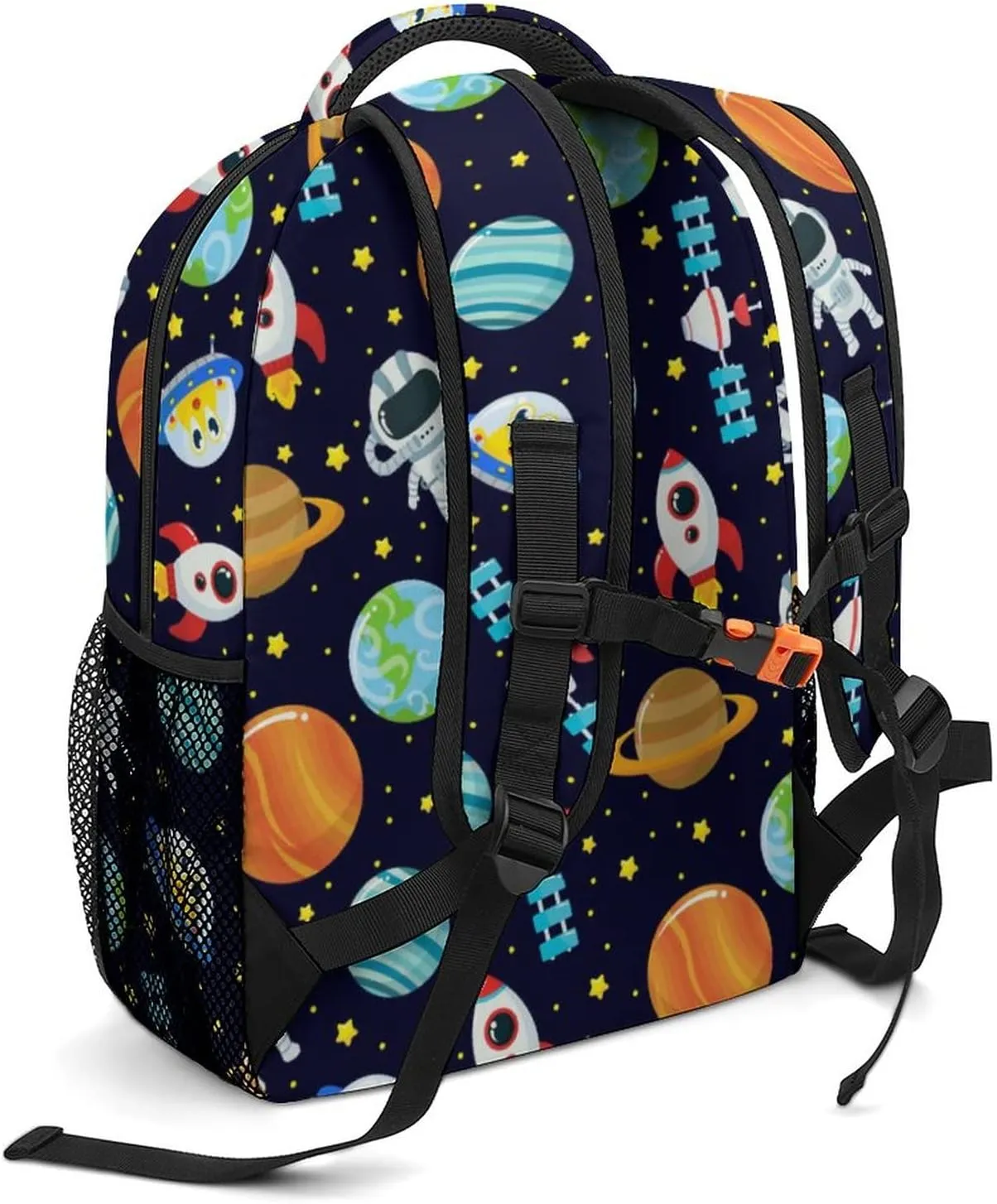 Custom Cute Planet Astronaut Backpack Personalized Name Text Backpack Daypacks Customized BookBags School Bag for Student Boys Girls