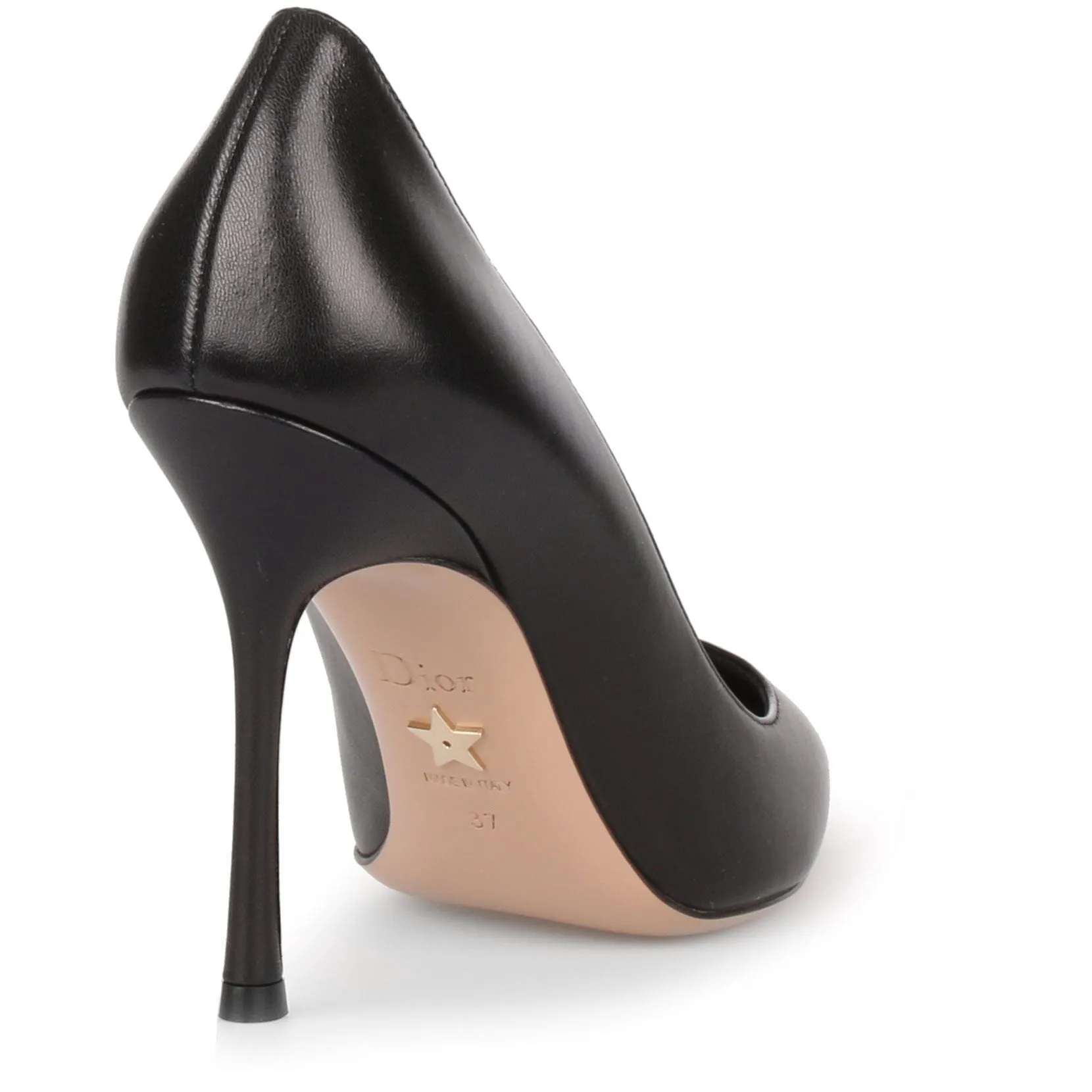 D Stiletto black leather pump