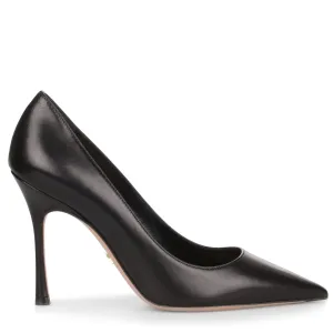 D Stiletto black leather pump