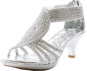Delicacy JJF Shoes -62 Womens Strappy Rhinestone Dress Sandal Low Heel