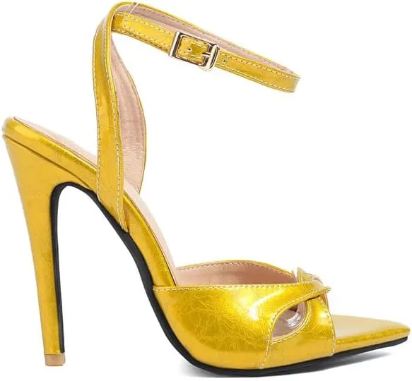 Elbslutt Women's Strappy Pointy Heeled Sandals for Women Open Toe Stiletto High Heels Sandal Sexy Buckle Strappy Ankle Strap High Heel Sandals for Party Prom