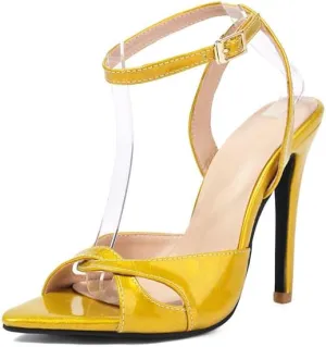 Elbslutt Women's Strappy Pointy Heeled Sandals for Women Open Toe Stiletto High Heels Sandal Sexy Buckle Strappy Ankle Strap High Heel Sandals for Party Prom