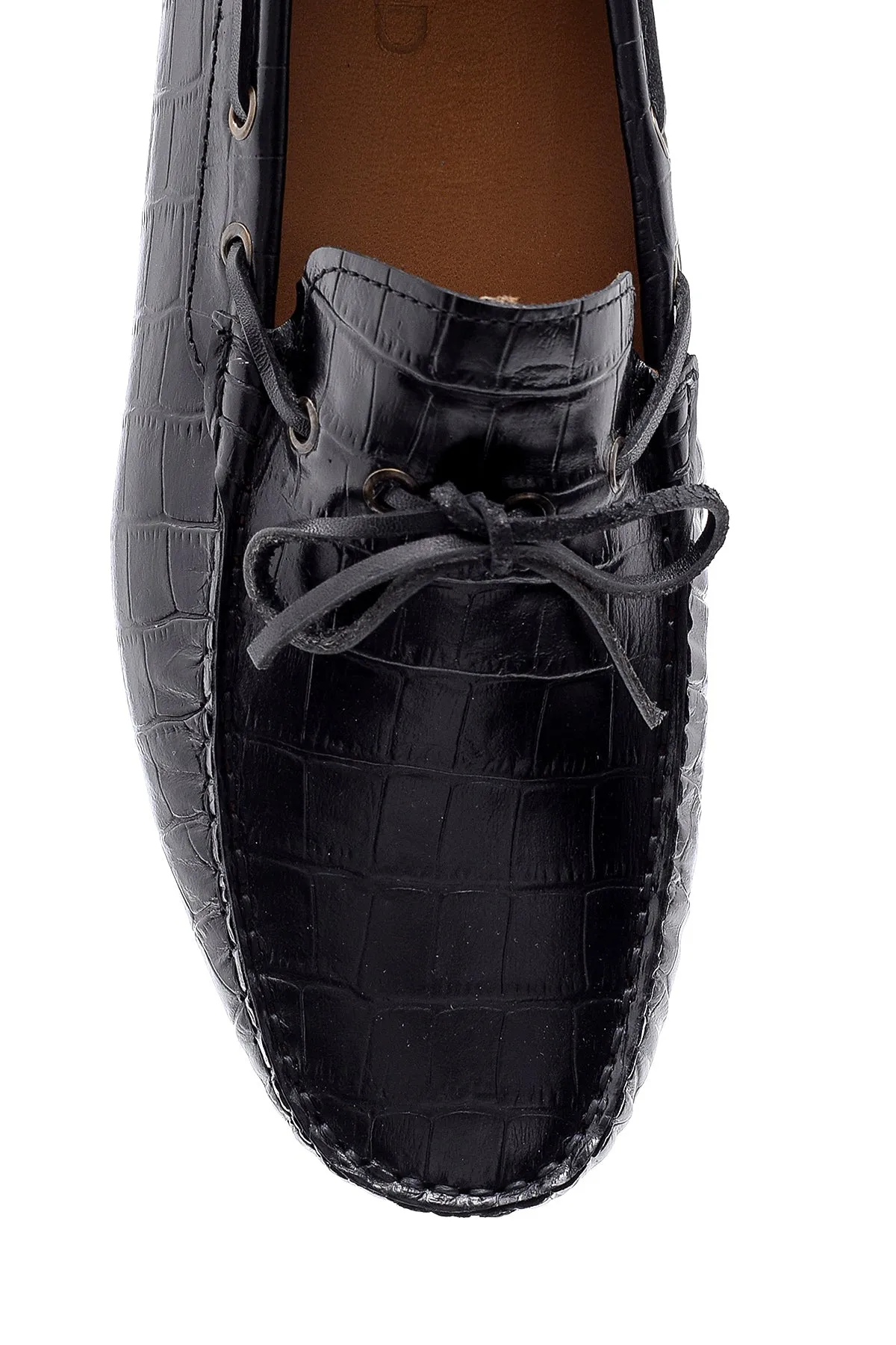 Erkek Kroko Detaylı Deri Loafer