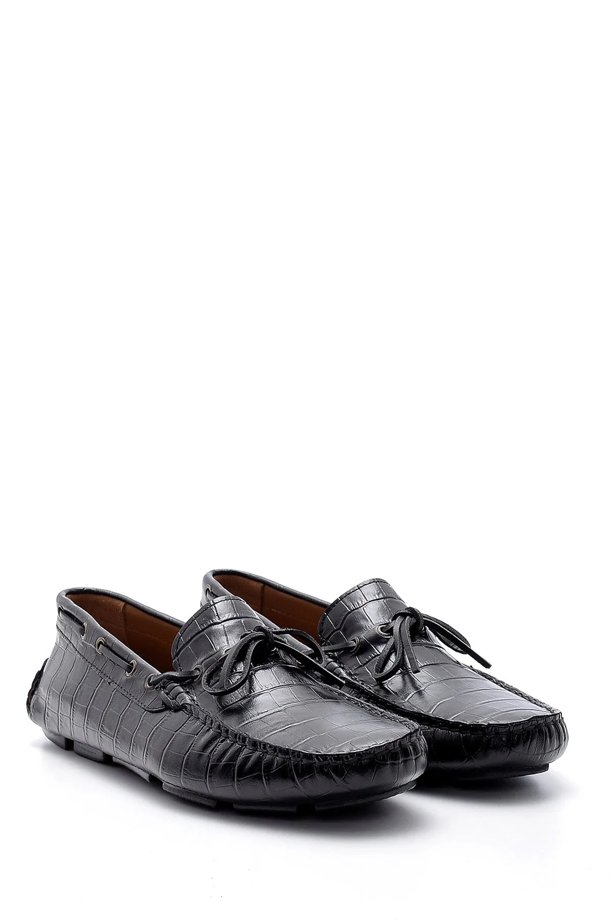 Erkek Kroko Detaylı Deri Loafer