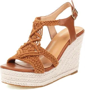 Espadrille Wedge Sandals for Women Comfortable Strappy Platform Sandals Casual Summer Shoes
