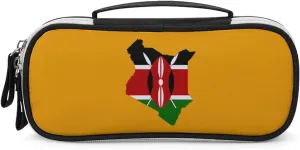 Flag Map of Kenya Portable Pencil Pen Case Small Cosmetic Bag Womens Makeup Pouch Pencil Bags