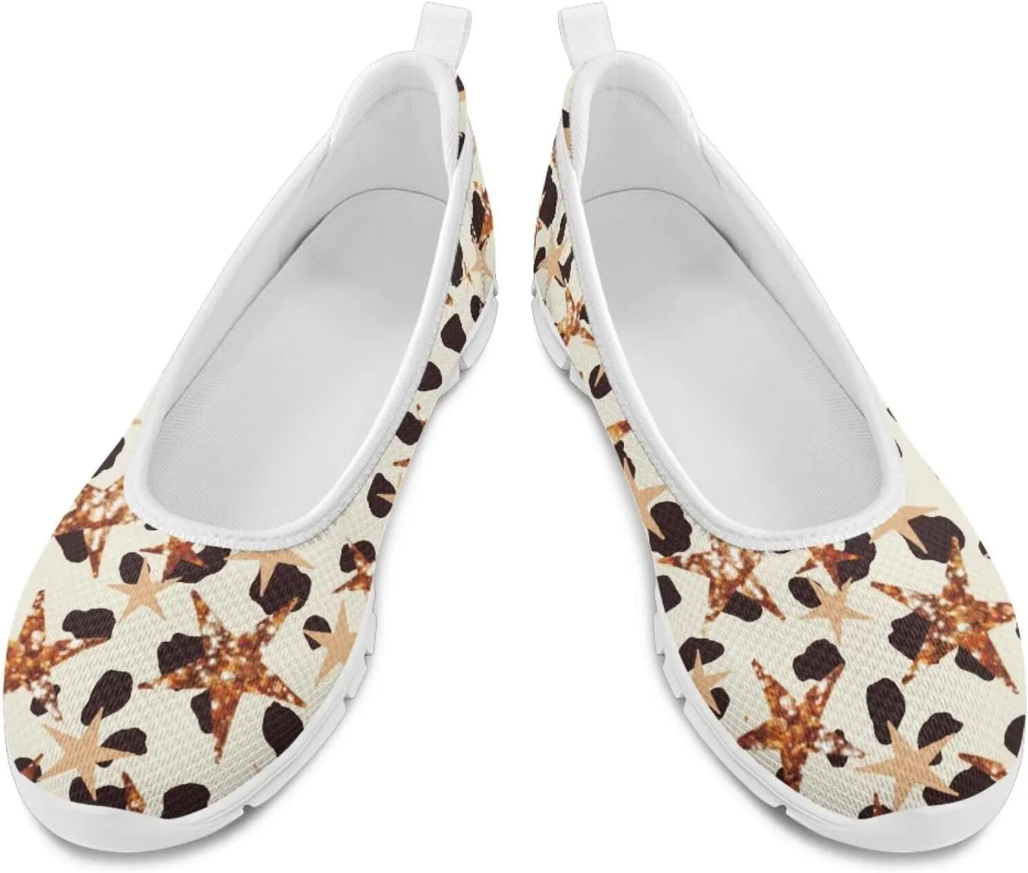 Forchrinse Colorful Palm Print Womens Slip on Walking Loafer Shoes Casual Comfy Dressy Shoes Ballet Flat Lightweight US5.5