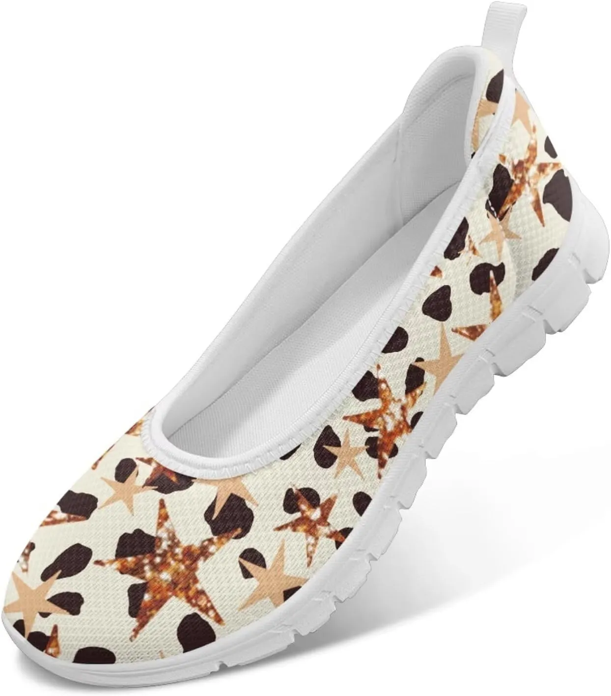 Forchrinse Colorful Palm Print Womens Slip on Walking Loafer Shoes Casual Comfy Dressy Shoes Ballet Flat Lightweight US5.5