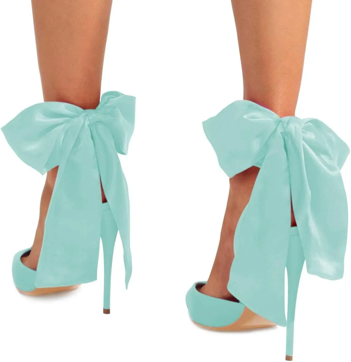 FSJ Women Strappy Ankle Wrap Sandal Ribbon Lace-up Stiletto High Heels Pointed Toe D'Orsay Slingback Pump Shoe Size 4-15 US