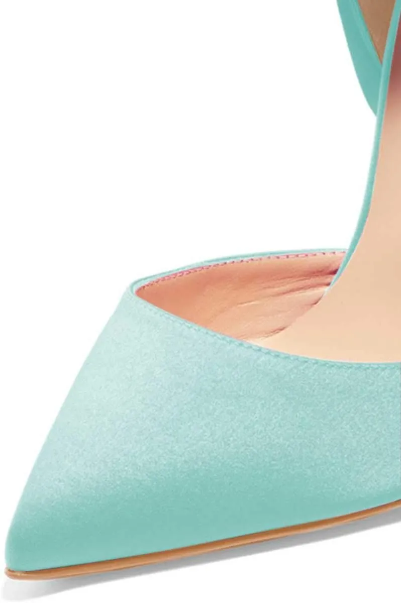 FSJ Women Strappy Ankle Wrap Sandal Ribbon Lace-up Stiletto High Heels Pointed Toe D'Orsay Slingback Pump Shoe Size 4-15 US