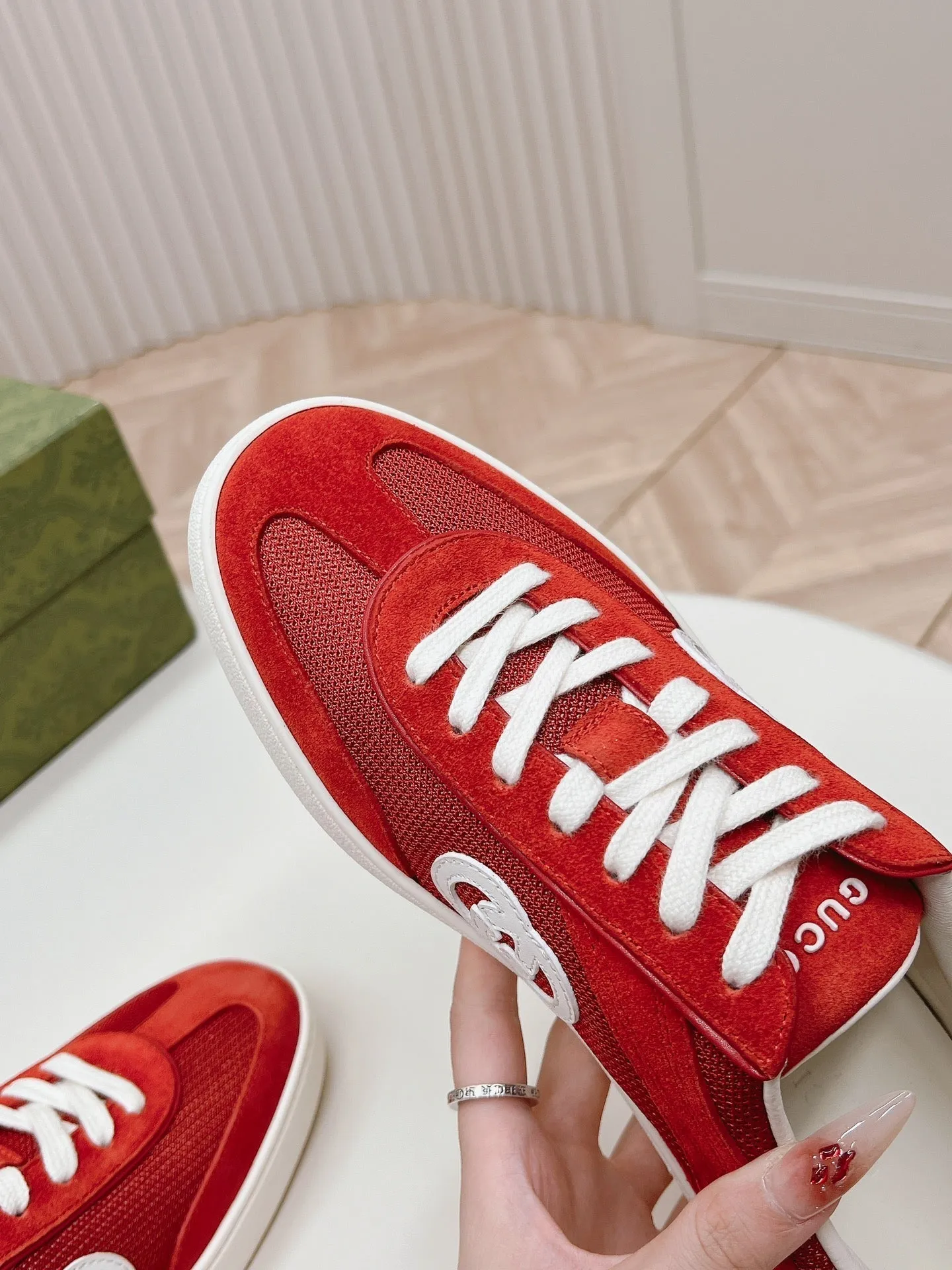 G MESH IN Limited time Gucci INTERLOCKING RED WITH CHERRY Multi-functional SNEAKER AND SUEDE