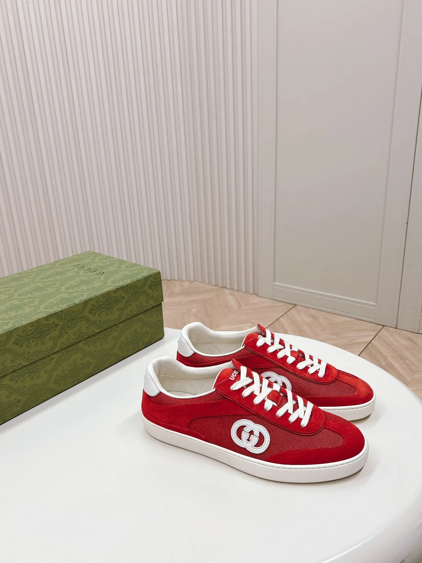 G MESH IN Limited time Gucci INTERLOCKING RED WITH CHERRY Multi-functional SNEAKER AND SUEDE