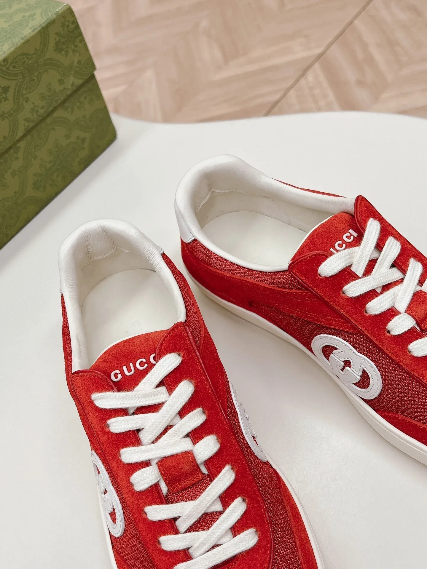 G MESH IN Limited time Gucci INTERLOCKING RED WITH CHERRY Multi-functional SNEAKER AND SUEDE