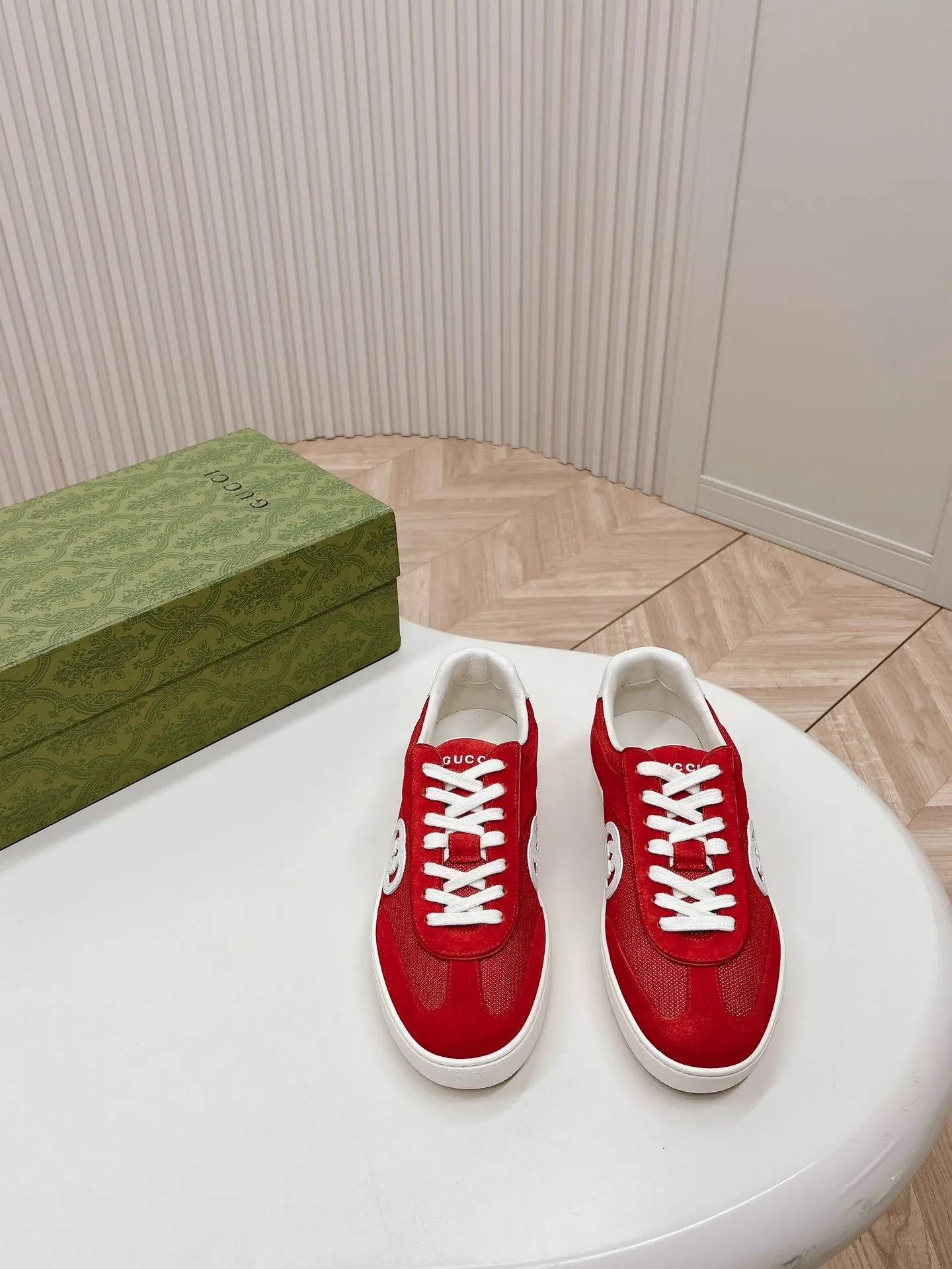 G MESH IN Limited time Gucci INTERLOCKING RED WITH CHERRY Multi-functional SNEAKER AND SUEDE
