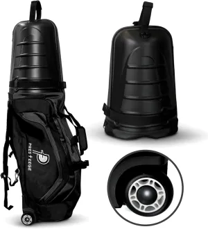 Golf Travel Bag with Hard Top, 1680D Heavy Duty Waterproof Nylon Canvas, 2 Detachable Shoulder Straps, Smooth & Quiet Silicon Wheels, Flight Travel Cover to Protect Clubs, Universal Size