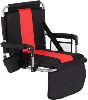 GREEN PARTY Stadium Seat for Bleachers Portable Outdoor Floor Folding Stadium Chair with Armrest, Back Support, Cup Holder, Mesh Bag and Hide Hooks