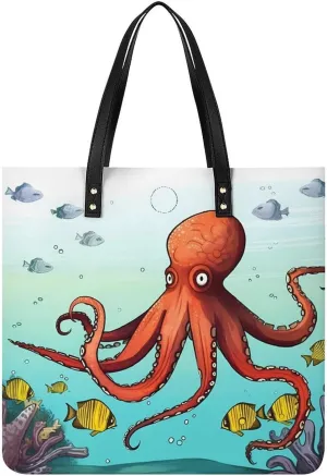 Grocery Bags Giant Octopus Bag for Women Lightweight Beach Bag Shoulder Bags for Travel Shopping Work Handbag
