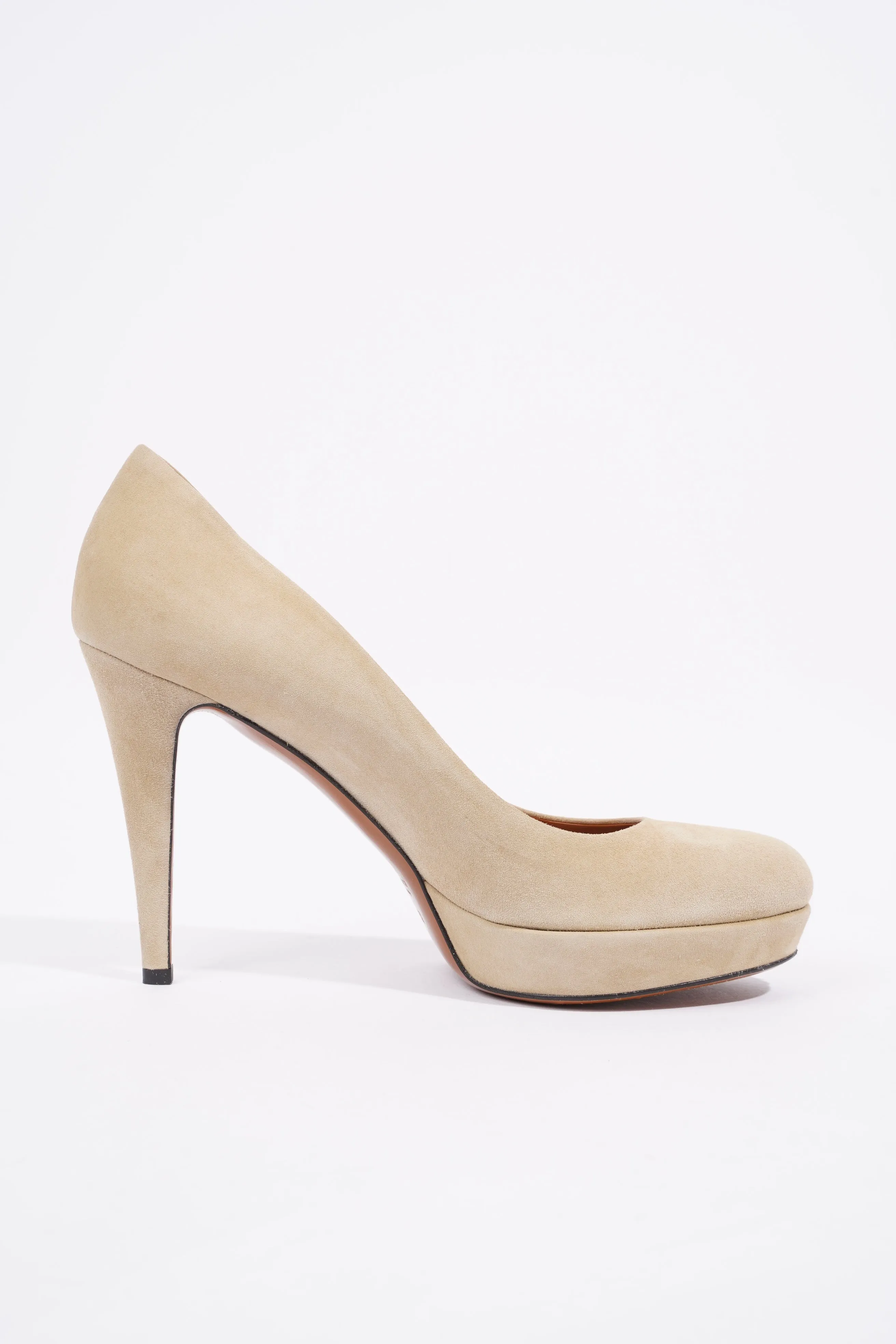 Gucci Platform Pump 100 Cream Suede EU 38.5 UK 5.5
