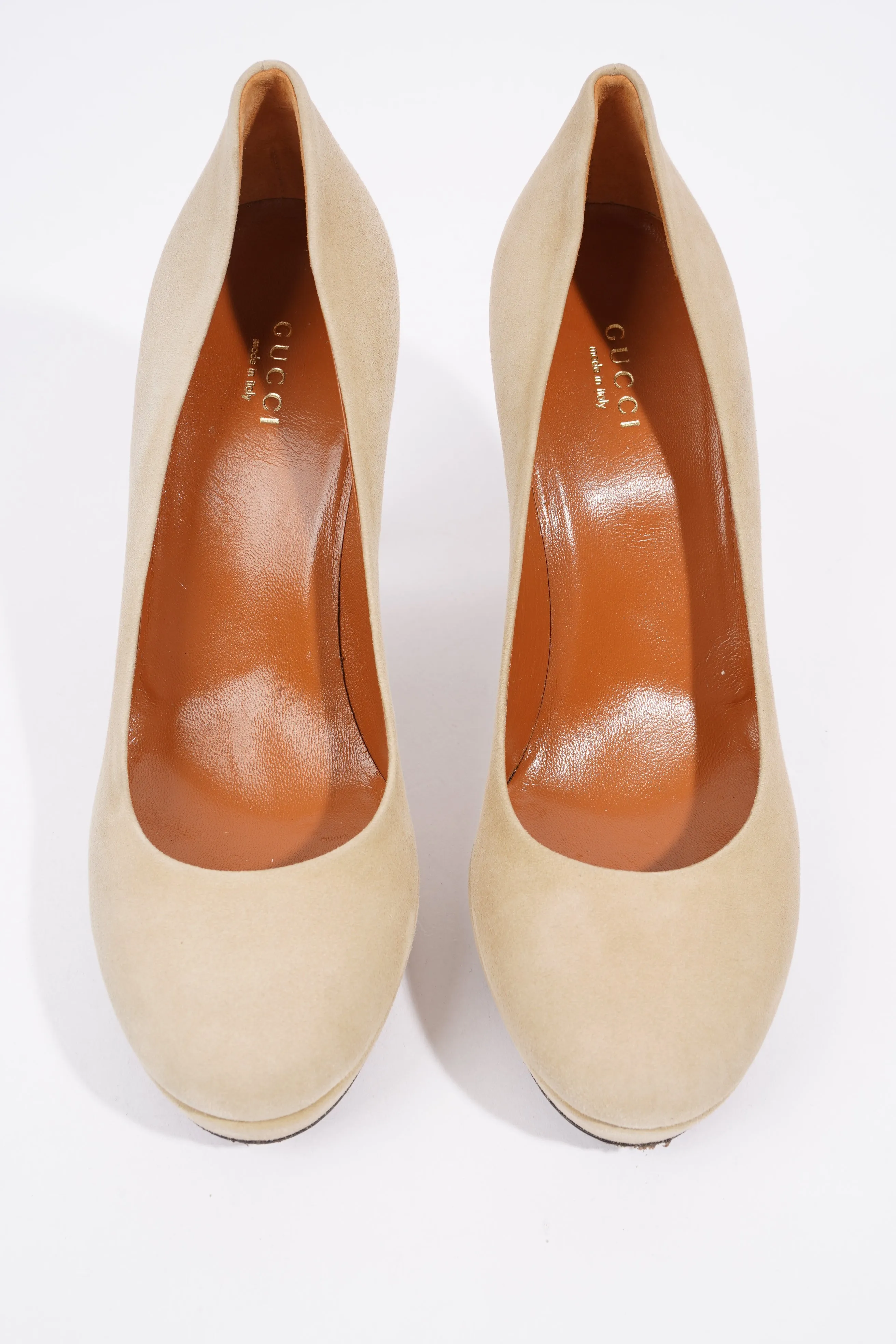Gucci Platform Pump 100 Cream Suede EU 38.5 UK 5.5