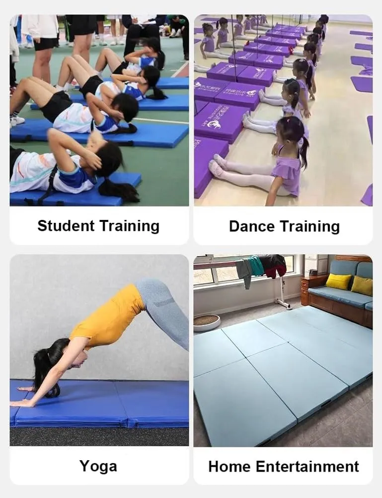 Gymnastics Mat Gym Mat Folding Mattress with Carrying Handle, 2"/4" Thick Waterproof Fabric Floor Mat Floor Guest Bed with Removable Cover,Foldable Mattress (Green-PU,24"x47"x2")
