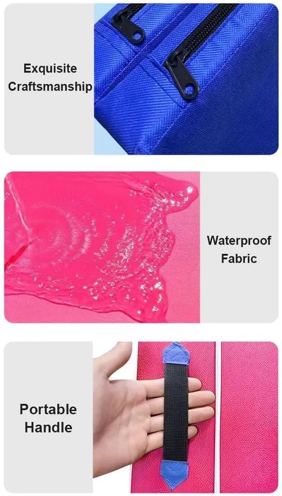 Gymnastics Mat Gym Mat Folding Mattress with Carrying Handle, 2"/4" Thick Waterproof Fabric Floor Mat Floor Guest Bed with Removable Cover,Foldable Mattress (Green-PU,24"x47"x2")