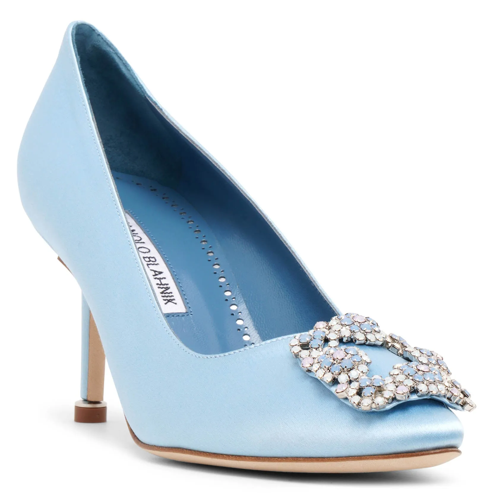 Hangisi 70 light blue satin pumps