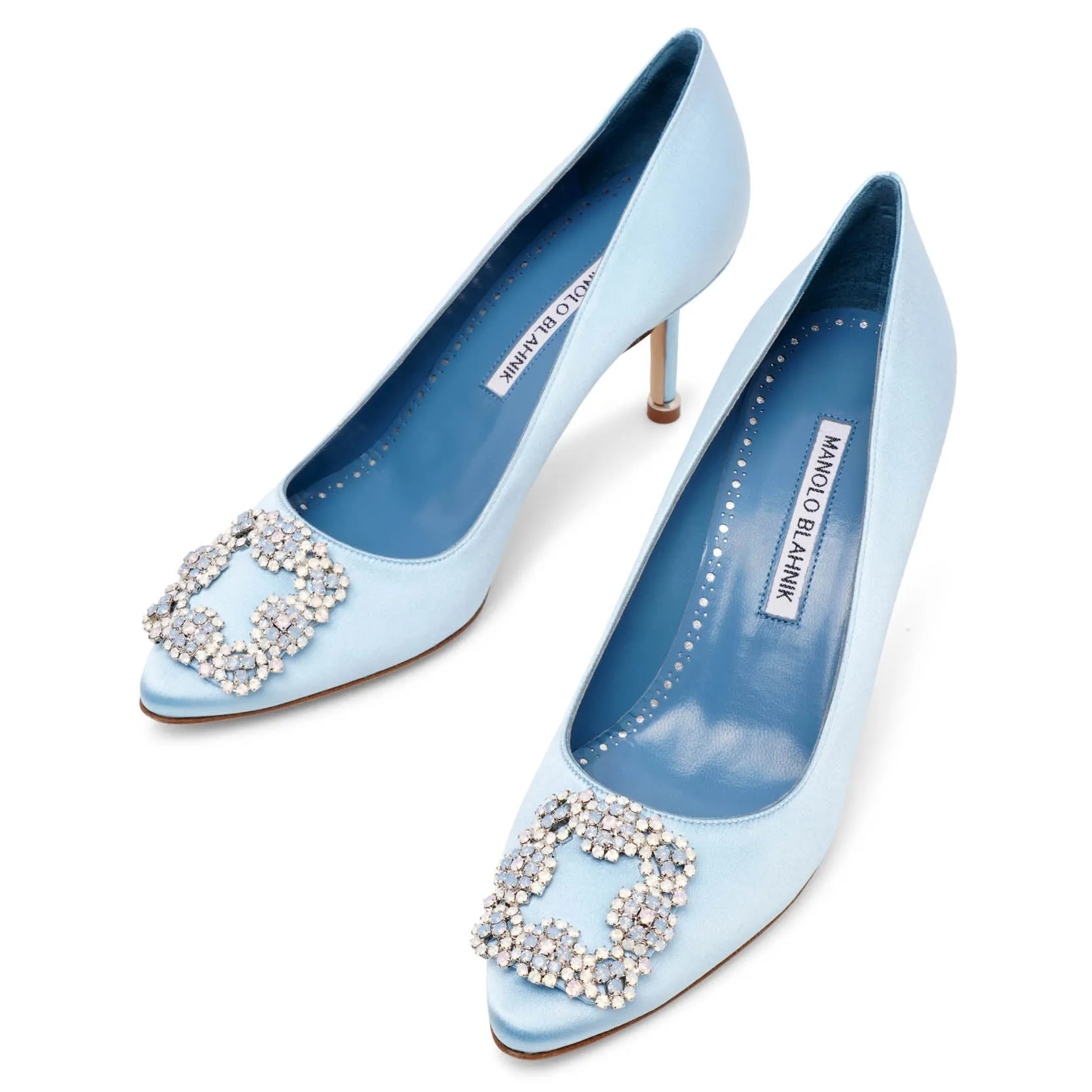Hangisi 70 light blue satin pumps