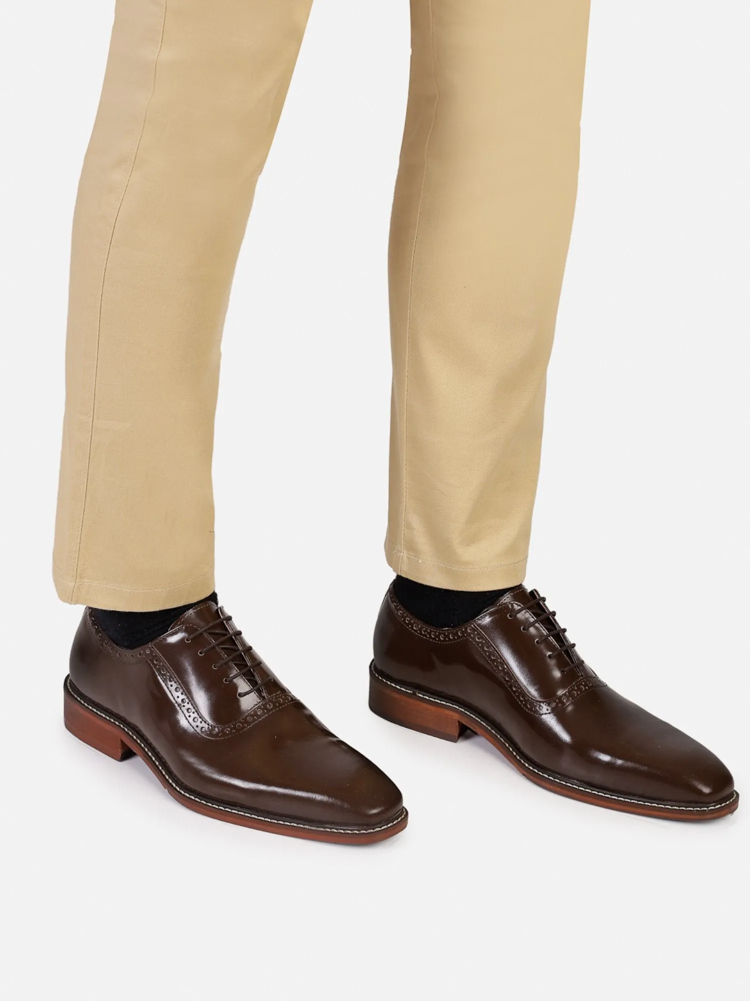 Hats Off Accessories Luxe Genuine Leather Oxfords Patent Brown Oxford Shoes For Men