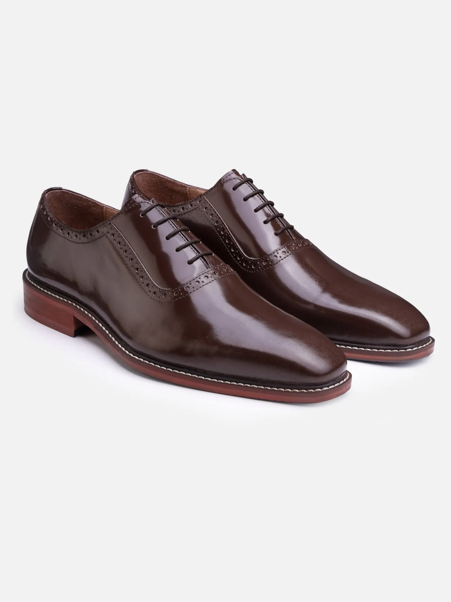 Hats Off Accessories Luxe Genuine Leather Oxfords Patent Brown Oxford Shoes For Men