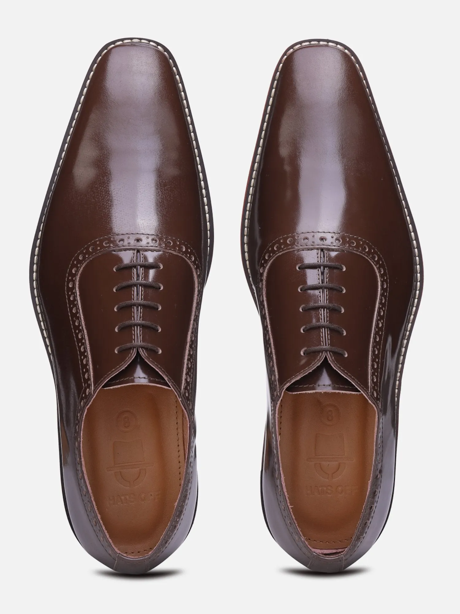 Hats Off Accessories Luxe Genuine Leather Oxfords Patent Brown Oxford Shoes For Men