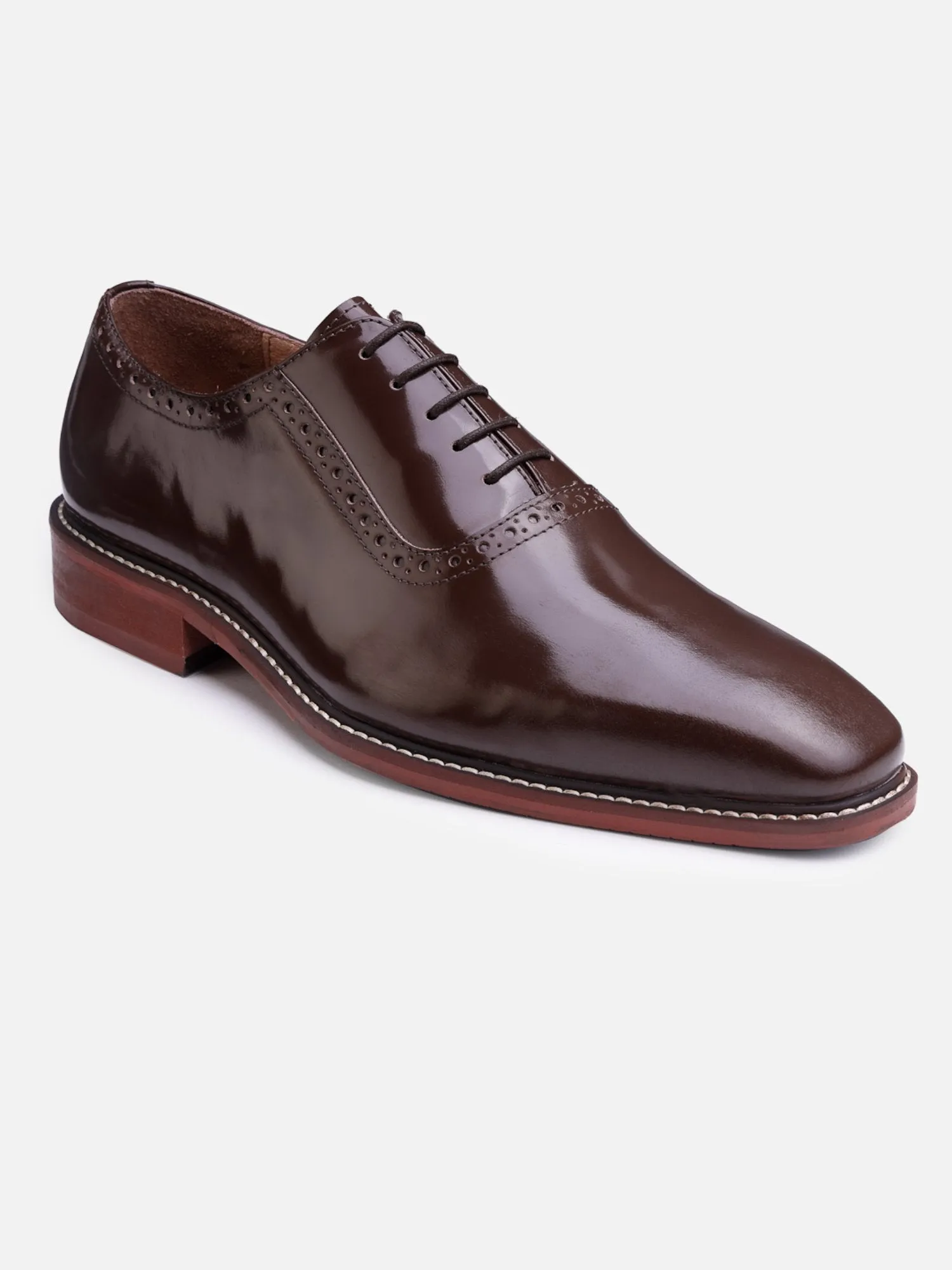 Hats Off Accessories Luxe Genuine Leather Oxfords Patent Brown Oxford Shoes For Men