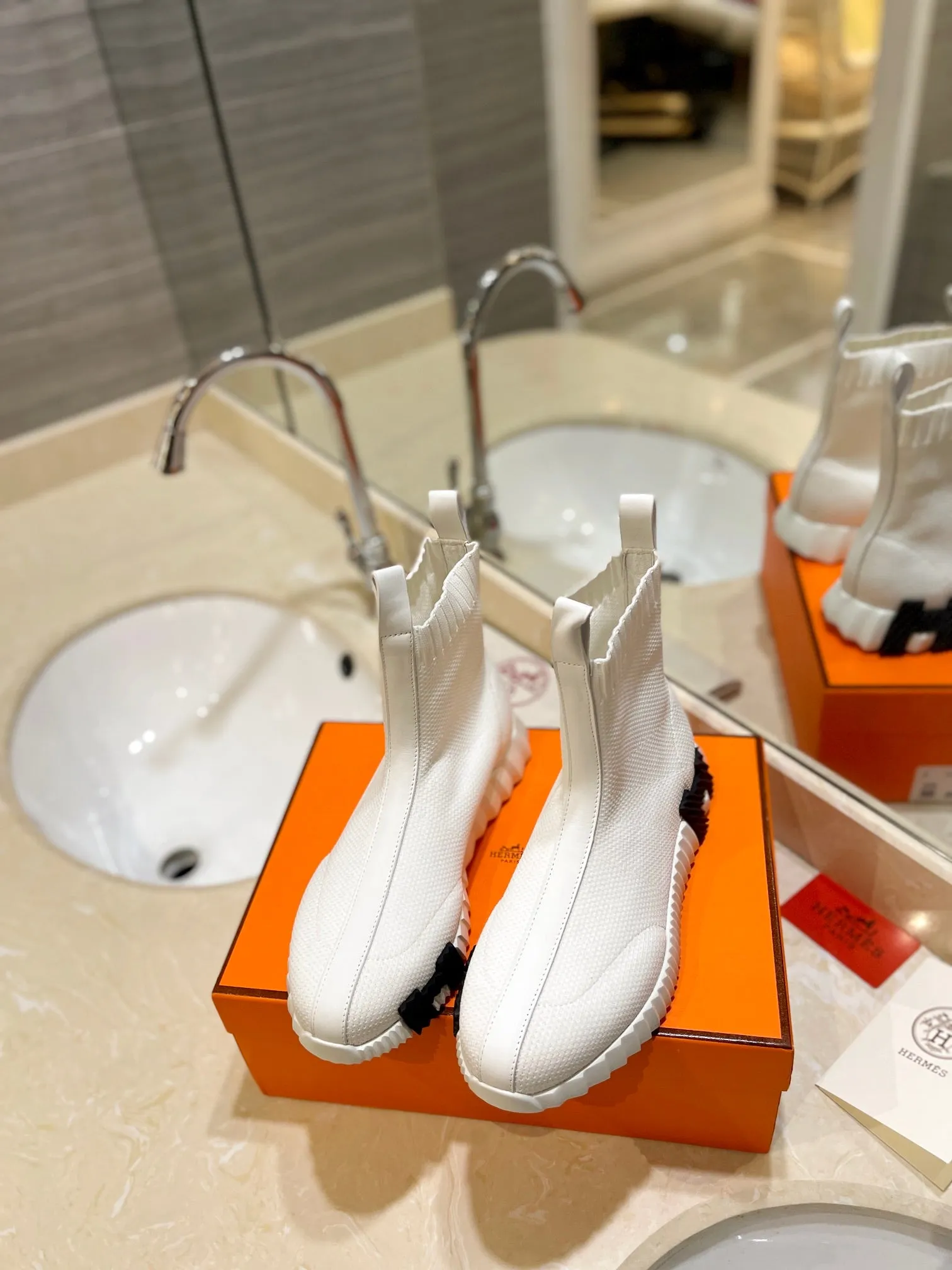 HM Fun Sneaker In White Mesh Fabric And Lambskin  983006