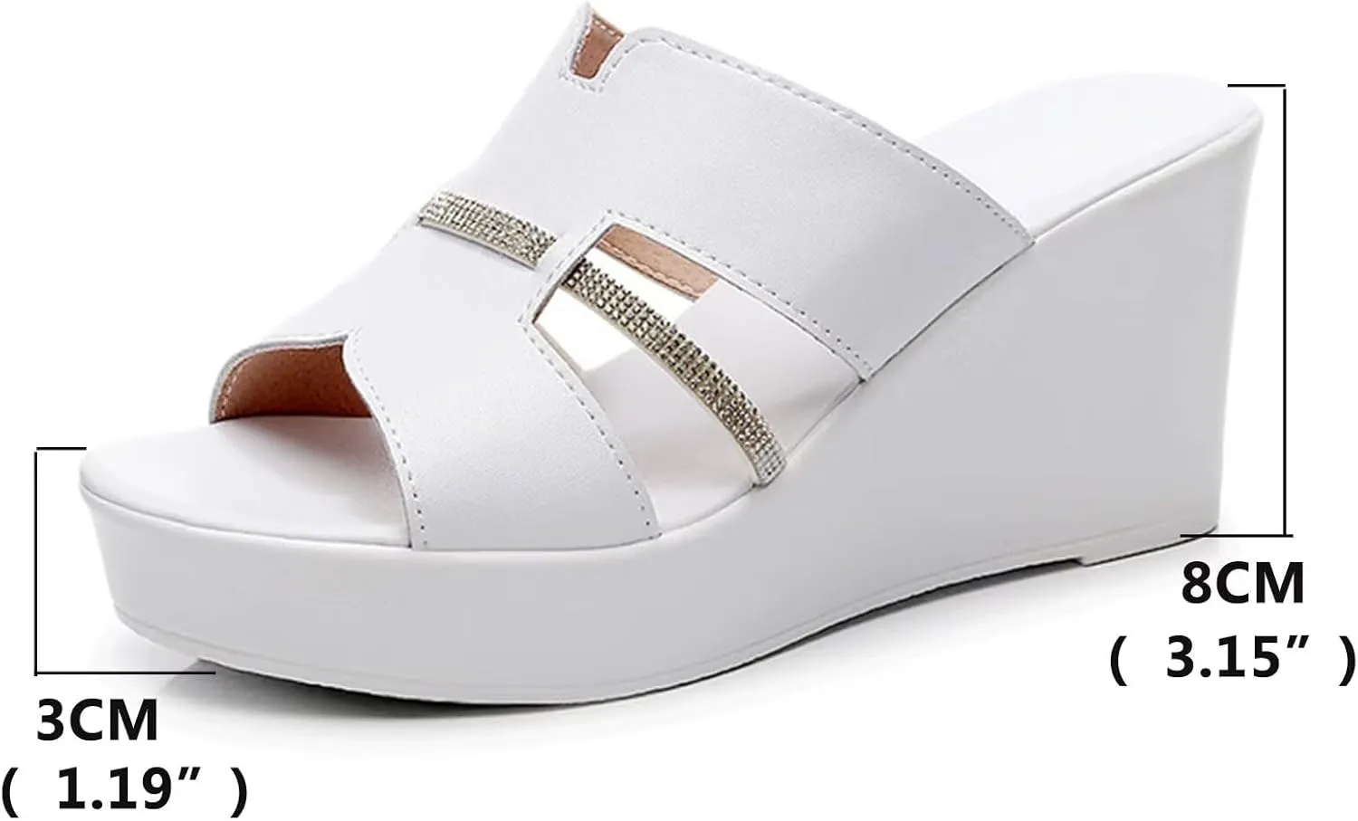 HNVAVQ Slip On Wedge Sandals for Women Open Toe Platform Slides Dressy High Heels Summer Beach Sandal Comfortable Wedges Shoe,3.15IN