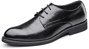 HOOENG Dress Oxford for Men Lace Up Plaid Derby Shoes Leather Low Top Block Heel Non Slip Rubber Sole Classic (Color : Black, Size : 9)
